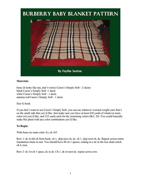 burberry crochet blanket pattern